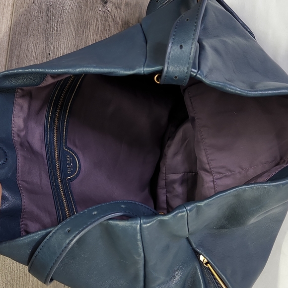 The Sak Collection Blue Leather Large Tote Crossbody Shoulder Bag - Picture 7 of 8